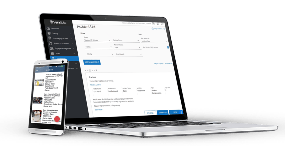 vera ehs software on laptop and phone - KPA safety software
